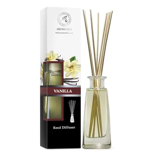 Raumduft Diffuser Vanille 100ml - Intensiv und Langanhaltend - Aroma Natürlich - Aroma Diffuser mit Stöcken - Raumlufterfrischer fur Zuhausem - Büro - SPA - Aromatherapie