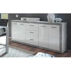 HBZ Sideboard Stone weiß Hochglanz in grau von Hbz