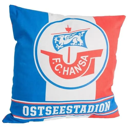 F.C. Hansa Rostock Deko-Kissen Ostseestadion, 100% Polyester, Quadratisch, 40 x 40 cm, Dekokissen