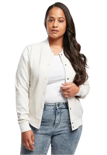 Urban Classics Ladies Inset College Sweat Jacket, hellgrau/weiß, XL - Modische Collegejacke für Damen aus hochwertigem Sweat-Material. Kontrastfarbene Einsätze und sportliche Streifen verleihen einen trendigen Look. Ideal für entspannte Sommerabende.