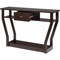 COSTWAY Konsoletisch mit Schublade und Regal - Drohnen Zubehör: Multifunktionaler Konsoletisch aus robustem Holz, ideal für die stilvolle Aufbewahrung von Alltagsgegenständen und Platzersparnis in jedem Raum.