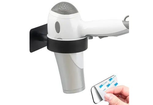 bremermann Haartrocknerhalter Bad-Serie PIAZZA BLACK TAPE - mit Klebepad, schwarz, (1-tlg., mit schützendem Kunststoffring)