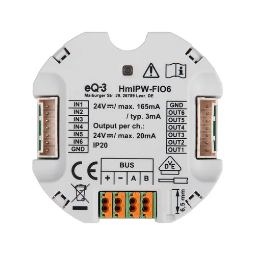 Homematic IP Wired 6-fach-Unterputz-IO-Modul HmIPW-FIO6 - Funk-Wandsender, vielseitig einsetzbares Unterputz I/O Modul für einfache Integration in Ihr Smart Home.