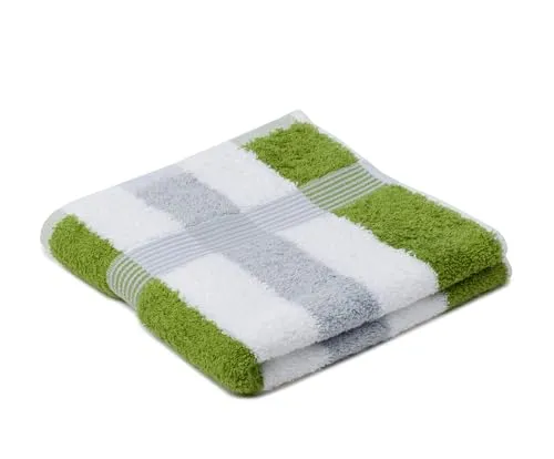 liebling Handtuch, 100% hochwertige Baumwolle, Serie Miami, 50 x 100 cm, waschbar & trocknergeeignet, Farbe: apfelgrün/weiß/Silber