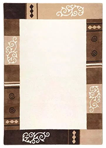 THEKO Wollteppich Ambadi - Handgetuftet aus reiner Schurwolle - Kurzflor-Teppich, luxuriöse Handtuft-Optik mit temperaturausgleichenden Eigenschaften, ideal für Wohn- und Büroräume.