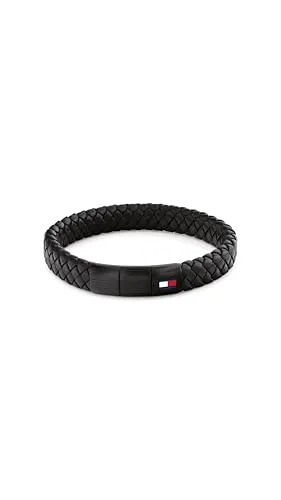 Tommy Hilfiger Geflochtenes Lederarmband für Herren - 2790662 - Armbänder für Herren aus hochwertigem, schwarz geflochtenem Leder mit verstellbarem Edelstahlverschluss für individuellen Komfort und lässigen Stil.