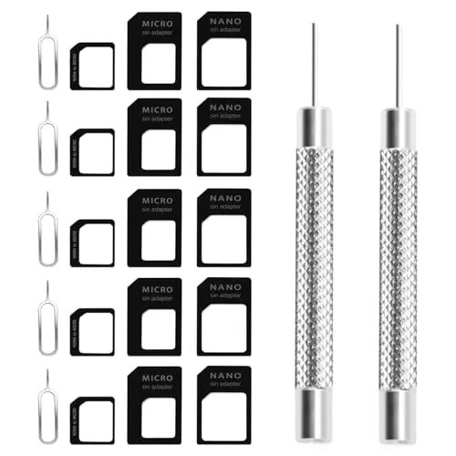 ZELHYEUU 4 in 1 Nano SIM Karten Adapte, 5 Set Nano SIM Card Adapter Kit, Micro zu Regular mit SIM Extractor, für Smartphone