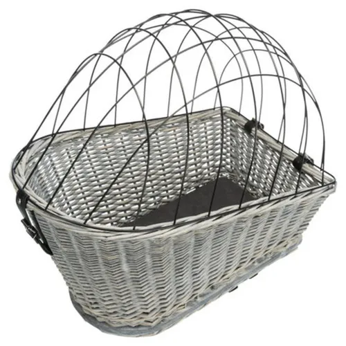 Fahrradkorb mit Gitter aus Weide und Metall 35 × 49 × 55 cm - Fahrradtaschen - eleganter Korb mit pulverbeschichtetem Gitter und handwaschbarem Wildleder-Look-Kissen für zusätzlichen Komfort.