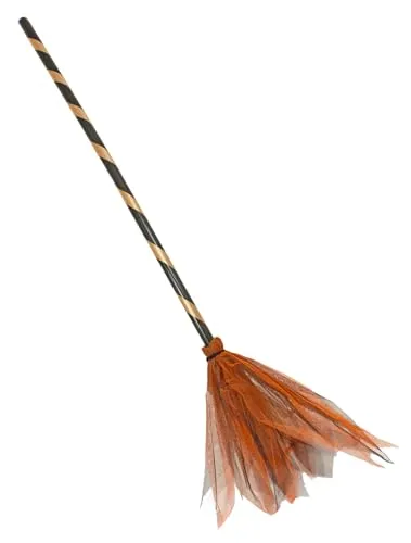 Das Kostümland Hexenbesen Soluna | 92 cm | Zubehör für Hexenkostüm | Karneval & Halloween (Orange)