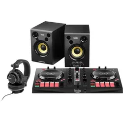 Hercules DJ Essentials Kit - All-In-One-Set zum Erlernen des DJings, inklusive DJControl Inpulse 300 MK2, Monitoring-Lautsprecher und Kopfhörer