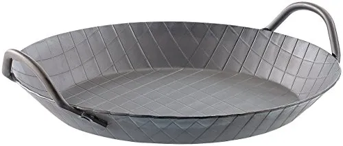 Tornwald-Schmiede Grillpfanne: Kaltgeschmiedete Pfanne, 2 Griffe, Rautenprägung, Ø 28 cm, 3,5 cm hoch (Geschmiedete Pfanne, Backofen, Grillplatten)