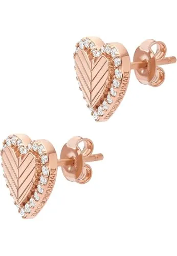 Emporio Armani Damen Ohrringe aus Edelstahl oder Halbedelsteinen - Elegante Ohrstecker in glänzendem Roségold, ideal für lässige Anlässe, mit sicherem Push-Back-Verschluss für hohen Tragekomfort.