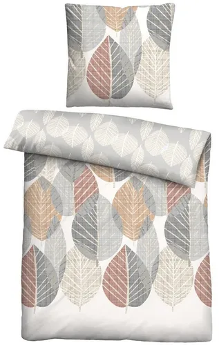 Biberna Feinbiber Bettwäsche mit Blättern Natur - Bettwäsche-Sets aus hochwertiger, samtweicher Baumwolle, temperaturausgleichend und ideal für kühlere Nächte. Genießen Sie angenehme Wärme und Flauschigkeit beim Schlafen.