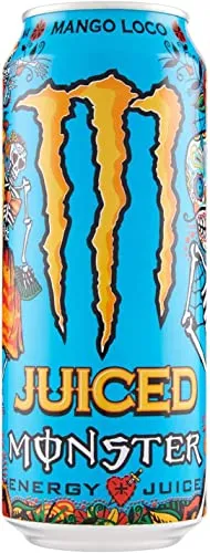 24x Monster Energy Juiced Mango Loco Energiegetränk Mischung aus exotischen Säften 500ml alkoholfreies Getränk Erfrischungsgetränk Sportgetränk