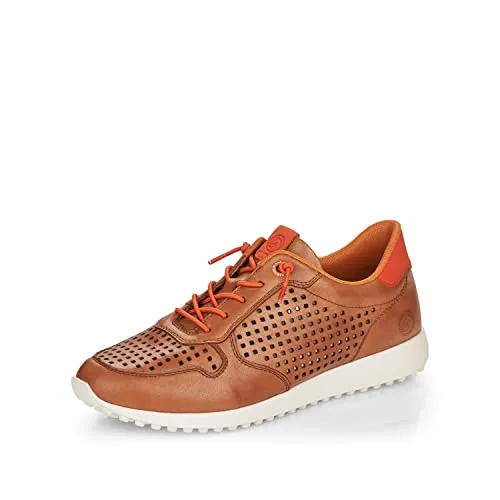 Remonte Damen Schnürschuhe sportlich braun Gr. 40 - Sneaker für Damen, atmungsaktiv und schockabsorbierend, mit herausnehmbarer Decksohle für individuelle Einlagen und modischem Lasermuster für einen sportlichen Look.