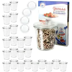 24er Set Weck Sturzgläser 290ml mit Deckeln und Rezeptheft - Vorratsgläser für das Einkochen, inklusive 24 Glasdeckel und Rezeptheft für kreative Konservierungsideen.