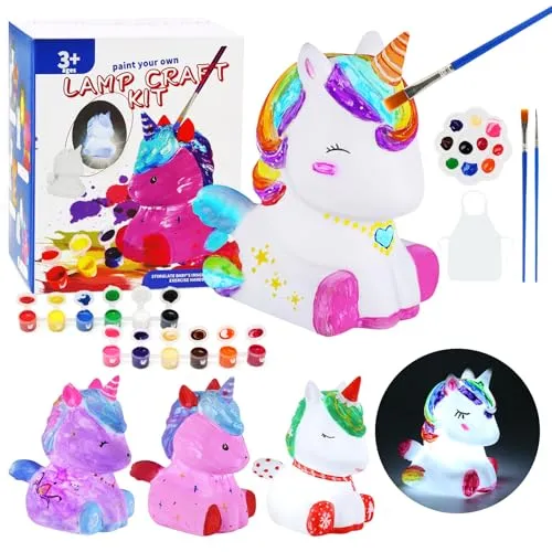 LEADSTAR Basteln Mädchen 5 6 7 8 9 10 Jahre, Einhorn Lampe Malset Bastelset Kinder ab 6, Geschenk Mädchen 6 7 8 9-12 Jahre, Spielzeug ab 6 Jahre Jungen, DIY Kreativ Malen Einhorn Kinder Geschenkideen