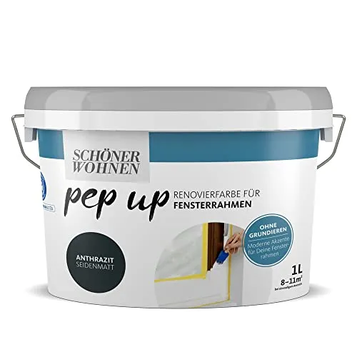 Pep up Renovierfarbe für Fensterrahmen Anthrazit seidenmatt 1l