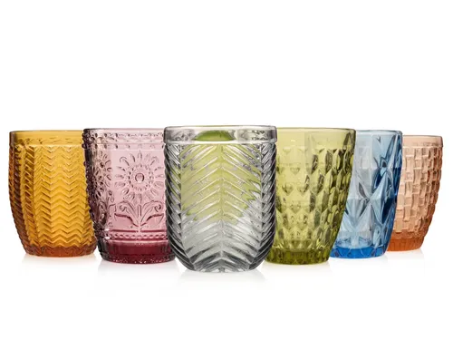 Sänger Trinkgläser Set, Mehrfarbig - Buntes 6-teiliges Gläser-Set aus kratzfestem Glas, ideal für festliche Anlässe und den Alltag. Spülmaschinenfest, langlebig und multifunktional – perfekt auch als Windlichter.