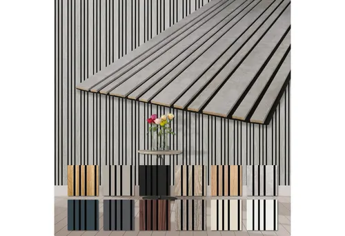 Hexim Akustikpaneele Holz Mila 278x60cm - Wandverkleidung aus Holzpaneelen, ideal zur Schalldämmung und für ein angenehmes Raumklima, 1 Paneel deckt 1.67m² ab.