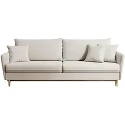 Selsey Volio 3-Sitzer Schlafsofa in Samt wasserabweisend mit goldenen Füßen - Das stilvolle 3-Sitzer Schlafsofa Volio vereint elegantes Design mit praktischen Funktionen. Der wasserabweisende Samt und die robuste Bauweise sorgen für Langlebigkeit. Mit integriertem Bettkasten und Gästebett-Funktion ideal für jedes Zuhause.