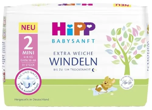 HiPP Extra Weiche Premium Windeln Mini 2, 31 Stück in weiß von HiPP