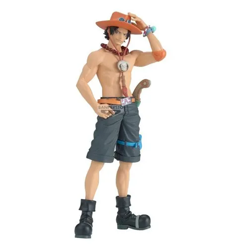 Banpresto BANDAI - Portgas D. Ace Figur - 20cm - Actionfigur aus der One Piece DXF Grandline Series, handgefertigt aus PVC und ideal für Sammler. Lieferung in versiegelter Box mit Basisständer, lizenziertes Banpresto-Produkt.