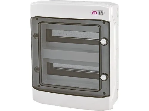 Aufputzverteiler ECH-24PT - 2-reihig, 24 Module - Schaltschränke, wetterfester Feuchtraum IP65, ideal für sichere Elektroinstallationen in anspruchsvollen Umgebungen.