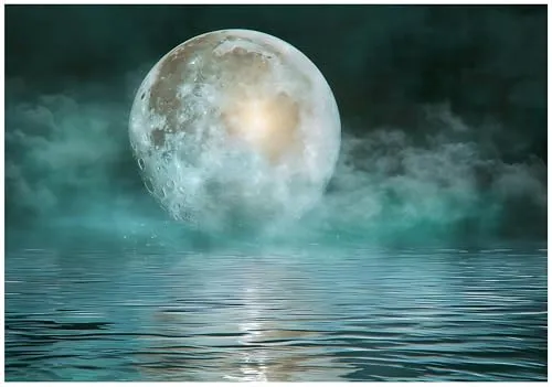 Wallarena Fototapete See Vollmond, mehrfarbig,Wallarena