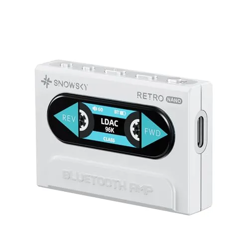 FiiO Snowsky Retro Nano Bluetooth USB DAC AMP mit LDAC, aptX Adaptive, aptX LL (3,5 mm unsymmetrisch und 4,4 mm symmetrischer Ausgang) (weiß)