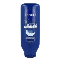 NIVEA In-Dusch Body Milk (400 ml), Körpercreme mit Mandel-Öl und wasseraktivierter 5in1 Pflege Formel, feuchtigkeitsspendende Body Lotion für die Dusche