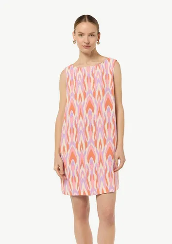 Comma Minikleid Gemustertes Crêpekleid ohne Ärmel 40 - Stilvolles Crêpekleid in Orange mit U-Boot-Ausschnitt, ideal für warme Tage. Perfekte Passform in Größe 40 und praktische Eingrifftaschen.