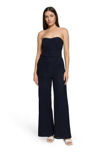 V by Vera Mont Jumpsuit mit Taillengürtel in Dunkelblau - Größe 34 - Eleganter Jumpsuit von V by Vera Mont mit Off-Shoulder-Design und tailliertem Schnitt. Der raffinierte Ausbrenner-Effekt und der Taillengürtel sorgen für eine schmeichelhafte Silhouette und feminine Eleganz.