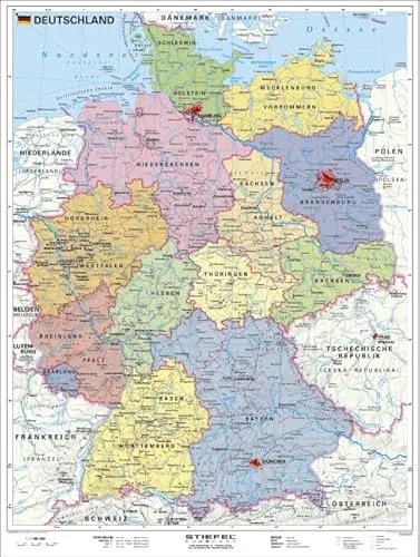 Deutschland politisch: Handkarte, Verpackungseinheit 5 Stück(3,20€ je Lernkarte)
