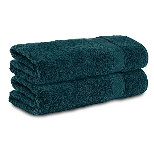 Komfortec 2er Set Duschtücher, 70x140cm Größe, Doppelpack,%100 Baumwolle, Handtücher, Frottee, Weich, Saugstark, Petrol