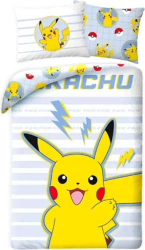 Pikachu Bettbezug stripes 140 x 200 cm - 65x65cm