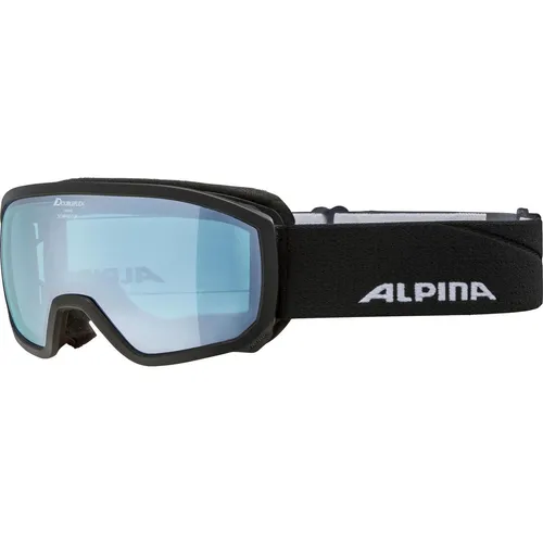 Alpina Scarabeo JR Q-lite Skibrille schwarz-blau - Kinder Skibrille mit großem Sichtfeld und Fogstop-Beschichtung für beschlagfreie Sicht. Ideal für Ski und Snowboard, sicher und komfortabel auch für Brillenträger.