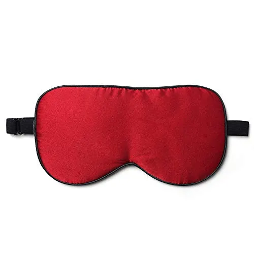 ZIMASILK 100% Seide Schlafbrille leicht - verstellbare Augenbinde für Reise und Zuhause Schlafen - Reine Maulbeerseide Atmungsaktiv Augenmaske mit Samtbeutel(Rot)