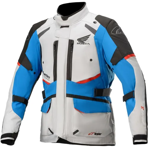 Alpinestars Andes V3 Honda Textiljacke Drystar - Hellgrau/Blau/Rot - M - Motorradjacke mit 100% Wasserdichte dank Drystar® Membran und hohem Aufprallschutz durch abnehmbare Protektoren, ideal für alle Wetterbedingungen.