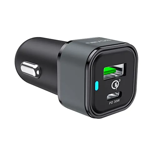 nevox USB PD 30W Type C+ QC3.0 Kfz Ladegerät - Auto Adapter, leistungsstark mit 48W für schnelles Laden von Smartphones und Tablets unterwegs.