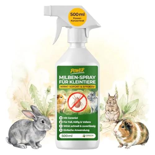 GREEN GUARDIA Milbenspray für Kleintiere – Sofort- & Langzeitschutz, 500 ml | Starke Milbenabwehr für Kleintiere – gebrauchsfertig für Kaninchen, Meerschweinchen, Hamster & Nager sowie deren Umgebung
