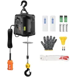 VEVOR 3 in 1 Elektrische Seilwinde - Elektrische Winden mit 498,95 kg Tragfähigkeit, 1500W Motor und 3 Steuerungsmodi für flexibles Heben von Lasten bis 7 m Höhe.