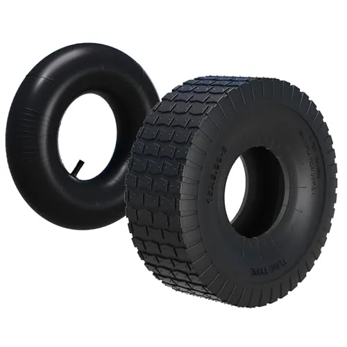 Reifen für den Aufsitzmäher 15x6.00-6 mit Schlauch - Rasenmäher-Zubehör mit geradem Ventil, max. Traglast von 250 kg und ideal für effizientes Mähen auf großen Flächen.