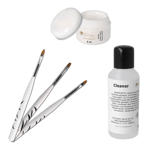 UV Gel Classic French Gel weiss 5 ml inkl. 3 tlg. Pinselset und Cleaner 100ml