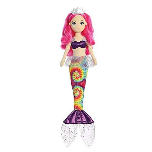 Aurora World Aurora, 33340, Tie Dye Meerjungfrau Melody, 46cm, Plüschtier, Rosa