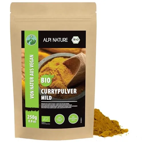 Alpi Nature Curry Pulver mild BIO 250g, Premium Qualität Curry Pulver bio, indische Gewürze
