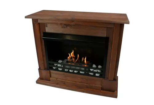 Kaminbau Mierzwa Emily Deluxe: Gel und Ethanol Kamin mit Edelstahl Brenner - Gel- & Ethanol-Kamine, elegantes Design in Nussbaum, inklusive hochwertigem Kaminzubehör und Made in Germany Qualität.