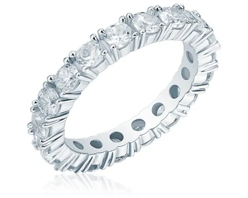Rafaela Donata Damen Ring aus 925/- Sterling Silber mit Zirkonia - Eleganter Damenring aus rhodiniertem Sterlingsilber, ideal als Verlobungsring oder Beisteckring, voll besetzt mit funkelnden Zirkoniasteinen für unvergessliche Momente.