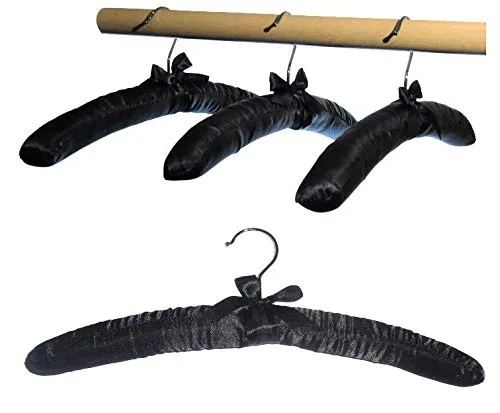 Hagspiel Kleiderbügel gepolstert, Satin schwarz 10 STK.