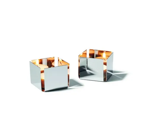 PHILIPPI Teelichthalter PEP 2er-Set, eleganter Kerzenständer für Teelichter - Kerzenständer aus hochglanzpoliertem Edelstahl, ideal für stimmungsvolle Beleuchtung in jedem Raum. Lieferung ohne Teelichter.